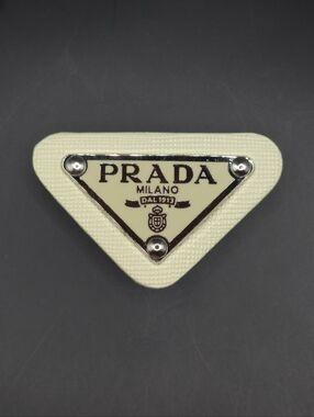 Beige Prada Triangle Patch/Croc Charm